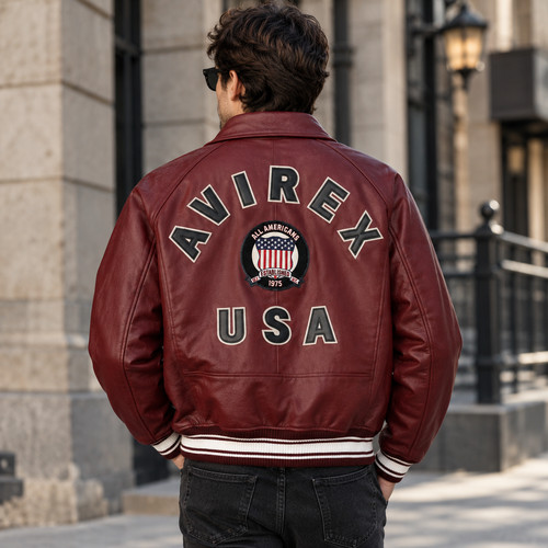 Men avirex burgundy real - burgundy,
